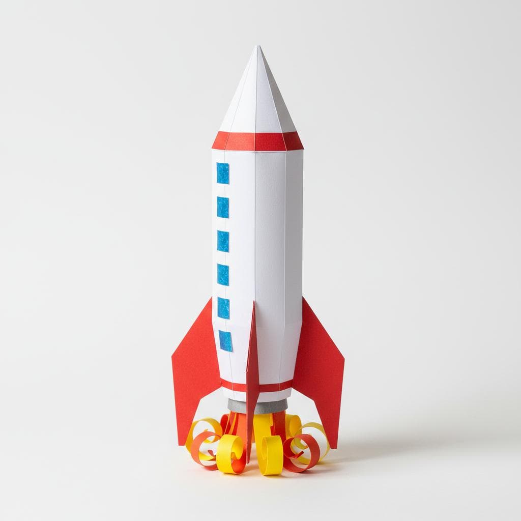 Papercraft Roket Luar Angkasa 3D - Pajangan Unik & Kreatif